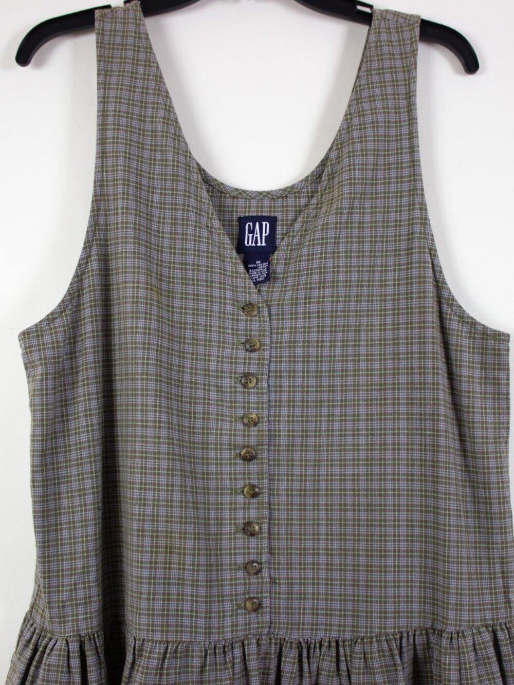 Vintage 90s GAP Button Up Jumper Maxi Dress Cottagecore Plaid - Picture 2 of 10